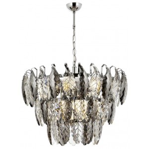 METAL and GLASS CHROME PLATED CHANDELIER 60 CM DIAMETER LOAD: 100 CM